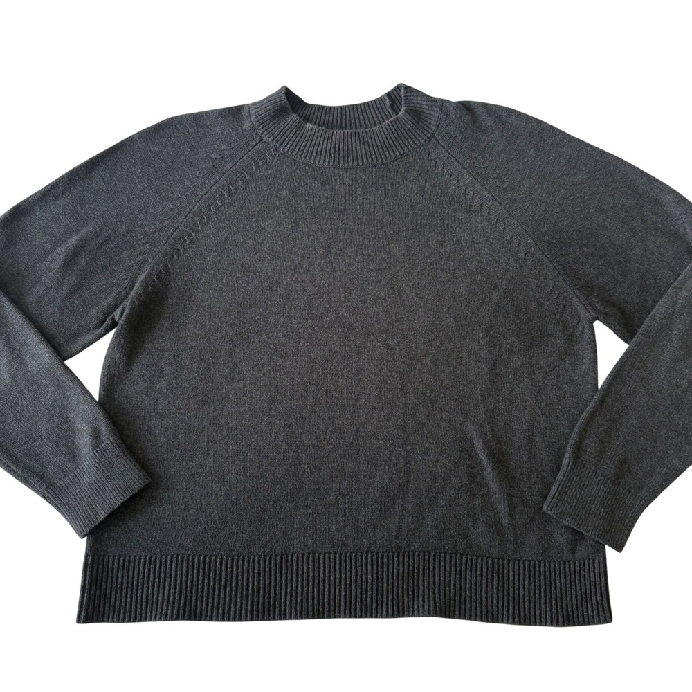 Quince Women's Medium 100% Organic Cotton Mock Neck Sweater Charcoal Gray